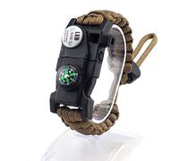 DoHTeck Luz LED SOS ajustable a la moda al aire libre personalidad camping brújula silbato de rescate, encendedor, pulsera de paracaídas multiherramienta