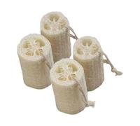 DoHTeck Paquete de 4 esponjas exfoliantes naturales de lufa para el cuerpo, limpieza profunda, para ducha, spa, baño, 5 pulgadas