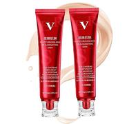 DOHV FV Foundation Waterproof Red Foundation FV Red Ginseng and Bird's Nest Peptide Skin Nourishing Foundation Red Ginseng Liquid Foundation 1 oz (Lvory+Pearl White)