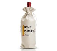 DOI-LANEE Bolsa de vino, material de lino de algodón, ajuste de cordón, 0,75 litros, regalo de decoración de fiesta de graduación, regalo para profesores, unisex, color blanco