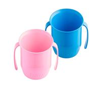 Doidy Cup Free Flow - Vaso de entrenamiento para niños pequeños (sin válvula ni boquilla), a partir de 3 meses, vaso abierto con asas para beber fácilmente, sin BPA, 200 ml, paquete de 2, rosa y azul