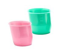 Doidy Juego de 2 tazas pequeñas para recién nacidos y bebés a partir de 0 meses, taza medidora abierta adecuada para agua y leche, diseño de taza de alimentación inclinada como alternativa al biberón