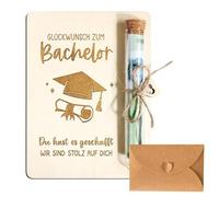 DOINEUFL Bachelor - Embalaje para regalos de dinero, regalos de cumpleaños, con sobre y tubo de ensayo, regalo de graduación de madera