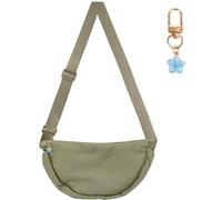 DOINEUFL Bolso Cruzado para Mujer, Media Luna, Bolso de Hombro Ajustable para Mujer, Resistente al Agua, con Media Luna, Correa de Hombro Acolchada, 31 x 17 x 10 cm, Verde, Minimalista
