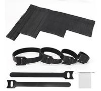 DOINEUFL Bridas reutilizables con , color negro, 100 unidades de 10/15/20/25 cm, gestión de cables ajustables para el hogar, oficina, oficina y jardín