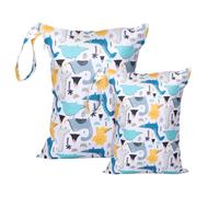 DOINEUFL Wetbag Kindergarten Grande (2 unidades) impermeable y reutilizable, bolsa húmeda con cremallera, bolsa húmeda para pañales de bebé, viajes, playa y piscina, azul, Moda