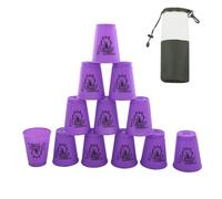 DoInFun Vasos apilables, paquete de 12 vasos de apilamiento rápido, juego de entrenamiento de velocidad para competición de desafío, fiesta de viaje, tamaño mediano para niños y adultos, color morado