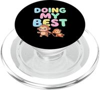 Doing My Best Cute Kawaii Baby Monkey Meme Hombres Mujeres Niños PopSockets PopGrip para MagSafe