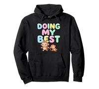 Doing My Best Cute Kawaii Baby Monkey Meme Hombres Mujeres Niños Sudadera con Capucha