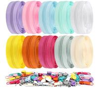 DOITEM 20 m, 10 piezas de colores surtidos #5 cremalleras de bobina de nailon, cremalleras de costura sin fin con 40 deslizadores de cremallera, cabezales de cremallera para manualidades, costura,