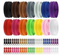 DOITEM 30.5 yardas/28 m, 14 piezas de colores surtidos #5 cremalleras de bobina de nailon, cremalleras de costura sin fin con 56 piezas deslizadores de cremallera, cabezales de cremallera para