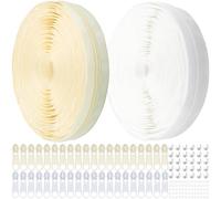 DOITEM 5 cremalleras en espiral de nailon en rollo, 20 yardas (18 metros) con 40 tiradores de cremallera para costura, costura, bolsos, ropa y textiles para el hogar (crema y blanco, #5)