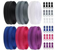 DOITEM 5 mm Cremalleras 12 m Nylon Juego de Cremalleras Sin Fin con Deslizador y Cremallera para Costura y Manualidades (Negro Blanco Gris Oscuro Azul Real Rosa Roja Púrpura)
