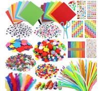 DOITEM Limpiar tubos suministros artesanales, 1000+ PCS Artes Artesanía Suministros DIY Escuela Craft Project Incluido Pipe Cleaner Wiggle Googly Ojos Pom Poms para niños edades 4 5 6 7 8 regalos