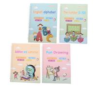 DOITOOL 1 Juego Cuaderno de Caligrafía para Bolígrafo y Bolsa Transparente Juego Completo de Práctica de Escritura Inglés para Educación Preescolar