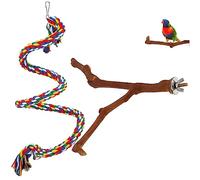DOITOOL 1 Juego Loro De Juguete Bebedero para Pájaros para Jaula Perchas para Pájaros para Periquitos Puesto De Pájaros Rama De Ave Juguetes Cacatúa Perico Madera Sucursal Utensilios