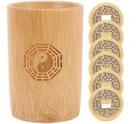DOITOOL 1 Juego Tubo De Bambú De Adivinación i Ching O Sin Moneda De Desafío Palos De La Fortuna Juego De Péndulo Taza De Madera para Bolígrafos Lapicero Adivino Porcelana Cobre Comercial