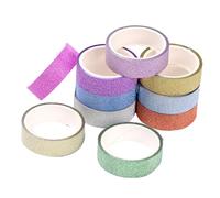 DOITOOL 10 Piezas Cinta Adhesiva Decorativa Brillante para Manualidades Envoltura y de Oficina Cinta de Enmascarar para Proyectos DIY y Fiestas