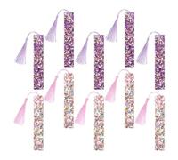 DOITOOL 10 piezas Marcapáginas Acrílicos con Purpurina y Borlas Estilo Chino y Resistentes para Amantes Lectura Accesorios Elegantes para Marcar Páginas