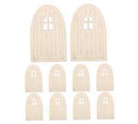 DOITOOL 10 Piezas Puerta del Elfo de Madera Hada para Cuento Peculiar Adornos de jardín pequeña casa decoración de Puertas y Ventanas en Miniatura Puerta de Duende navideño Beige