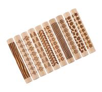 DOITOOL 10 Piezas Rodillos de Madera para Arcilla con Textura Rodillos de Empuje para Modelado de Cerámica para Arcilla con Patrón para Proyectos de Manualidades