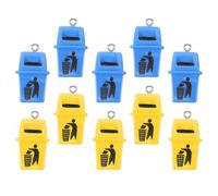 DOITOOL 10 Unidades Colgantes de Resina Forma de Cubo de Basura Azul y Amarillo, Resistentes al Desgaste y Fáciles de Conectar para Joyería y Manualidades DIY
