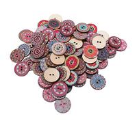 DOITOOL 100 Piezas Botones de Madera Vintage Pintados de Paquete para Ropa de Manualidades y Decoración Diy
