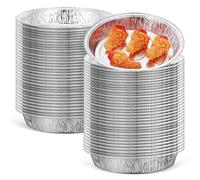 DOITOOL 100 Sartenes Desechables de Papel de Aluminio para Freidora de Aire, Moldes Redondos para Hornear Almacenamiento Conveniente y Uso Versátil en Reuniones Familiares