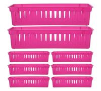 DOITOOL 12 cestas rectangulares pequeñas de plástico para organizar el escritorio - Porta lápices de 25 cm de largo para útiles escolares - Bandeja apilable mini multiusos para guardar bolígrafos