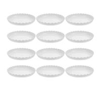 DOITOOL 12 Piezas Bandeja de Drenaje Redonda para Maceta de 4,7 Pulgadas, | Borde Ondulado, Base Plana y Ajuste Firme, Captura Agua, para Mesa y Alféizar, Color Blanco