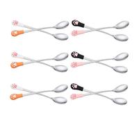 DOITOOL 12 Piezas Cuchara para Alimentar Mascotas de Cucharas de Inoxidable y Silicona de Gato para Comida Enlatada Herramienta de Alimentación para Gatos y Perros