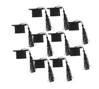 DOITOOL 12 Piezas Tapas para Botellas de Vino 12 Pcs Mini Birrete de Graduación Negro Borla, Adorno para Fiesta Graduación, Decoración para Botellas Pequeñas, Accesorio Ligero y Práctico