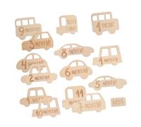 DOITOOL 15 Piezas Tarjetas de Logros de Madera Tarjetas Mensuales de Madera para Recién Nacido para Fotos de Progresos Mensuales y Recuerdos de Fiesta