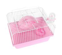 DOITOOL 1pieza Jaula De Transporte para Hámsteres y Pequeños Roedores Diseño Multifuncional Color Rosa Incluye Rueda para Correr y Dispensador De Agua para y Descanso