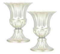 DOITOOL 2 Jarrones Funerarios de Metal para Cementerio, Color Champán, Resistentes Intemperie, Tamaño Pequeño, Porta Flores para Tumbas y Decoración Funeraria, Ideales o Artificiales