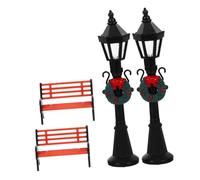 DOITOOL 2 Juegos De Farolas Navideñas En Miniatura, Bancos De Parque, Modelos De Farolas para Casa De Muñecas, Caminos De Pueblo Navideño, Accesorios De Jardín De Hadas
