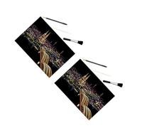 DOITOOL 2 Juegos Pintura de Rasguño Diy Escena Nocturna de con Herramientas Palillo de Bambú Pluma Dorada Pincel Negro Manualidades para Decoración