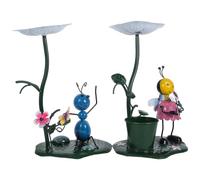 DOITOOL 2 Piezas Alimentador Pájaros Mini Metal para Jardines Decoración Exterior Patio y Balcón Estatuas Ornamentales para Atraer Aves y Embellecer Espacios al Aire