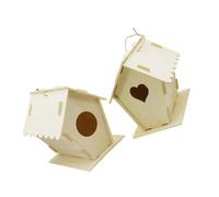DOITOOL 2 Piezas Casitas de Pájaros de Madera Maciza Nidos Delicados y Prácticos Formas Corazón y Redonda Decoración Colgante para Jardín y Hogar Kit DIY para Manualidades Naturales