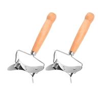 DOITOOL 2 Piezas Cortador de Masa para Piel de Dumplings de Acero Inoxidable con Mango de Madera, Herramienta Manual para Hacer Empanadillas y Ravioles, Apta para Cocina Doméstica