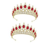 DOITOOL 2 Piezas de princesa de diamante con de agua de novia de cristal de imitación de novia tiara accesorio para el cabello dulce delicado rojo