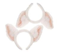 DOITOOL 2 Piezas Diadema Orejas de Peluche Color Claro, Elástica y Cómoda para Cosplay y Disfraces en Fiestas de Halloween y Eventos Adultos