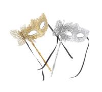 DOITOOL 2 Piezas Máscaras Venecianas con Patrón de Dragón y Varilla Decoración para Fiestas de Disfraces Máscara Dorada y Amarilla para Cosplay y Actuaciones