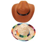 DOITOOL 2 Piezas Sombrero para Mascota de Paja y Algodón Cómodo, Fácil de Poner y Quitar, Adecuado para Perros y Gatos en Fiestas y Retratos Familiares