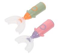 DOITOOL 2 unids en forma de U niños cepillo de dientes Limpieza de cepillo de dientes Cepillo de dientes Manual del cepillo de dientes
