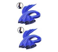 DOITOOL 20piezas Extensiones De Cabello Sintéticas Clip De Azul Largas y Rectas Transformación Rápida y Ligera Fácil De Estilar y Lavar