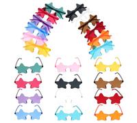 DOITOOL 24 Piezas Gafas de Sol sin Montura Forma de Estrella Multicolor para Fiesta y Photocall, Gafas de Sol de Fiesta Novedosas para Adultos y Niñas Protección UV