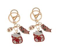 DOITOOL 2piezas Llavero Del Gato Suerte De Estilo Japonés Llavero De Dibujos Animados Para Bolso Colgante De Llave De Aleación Obsequio Único