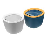 DOITOOL 2piezas Mini Papeleras de Escritorio Contenedores Portátiles de Resistentes y Decorativos para Oficina y Hogar Ahorro de Espacio Colores Gris y Azul Oscuro