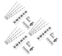 DOITOOL 3 Juego de Papelería para Estudiantes con Borradores Musicales y Regla Precisa de Plástico y Madera, Diseño Inspirado en Piano Adecuado para Tareas y Regreso a Clases